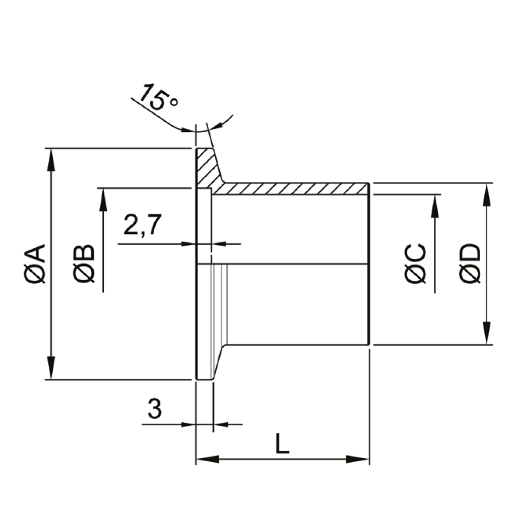 ISO-KF Short Half Flange