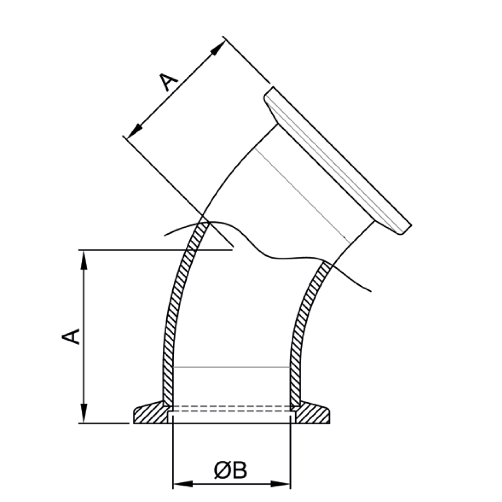 ISO-KF 45 Radius Elbow
