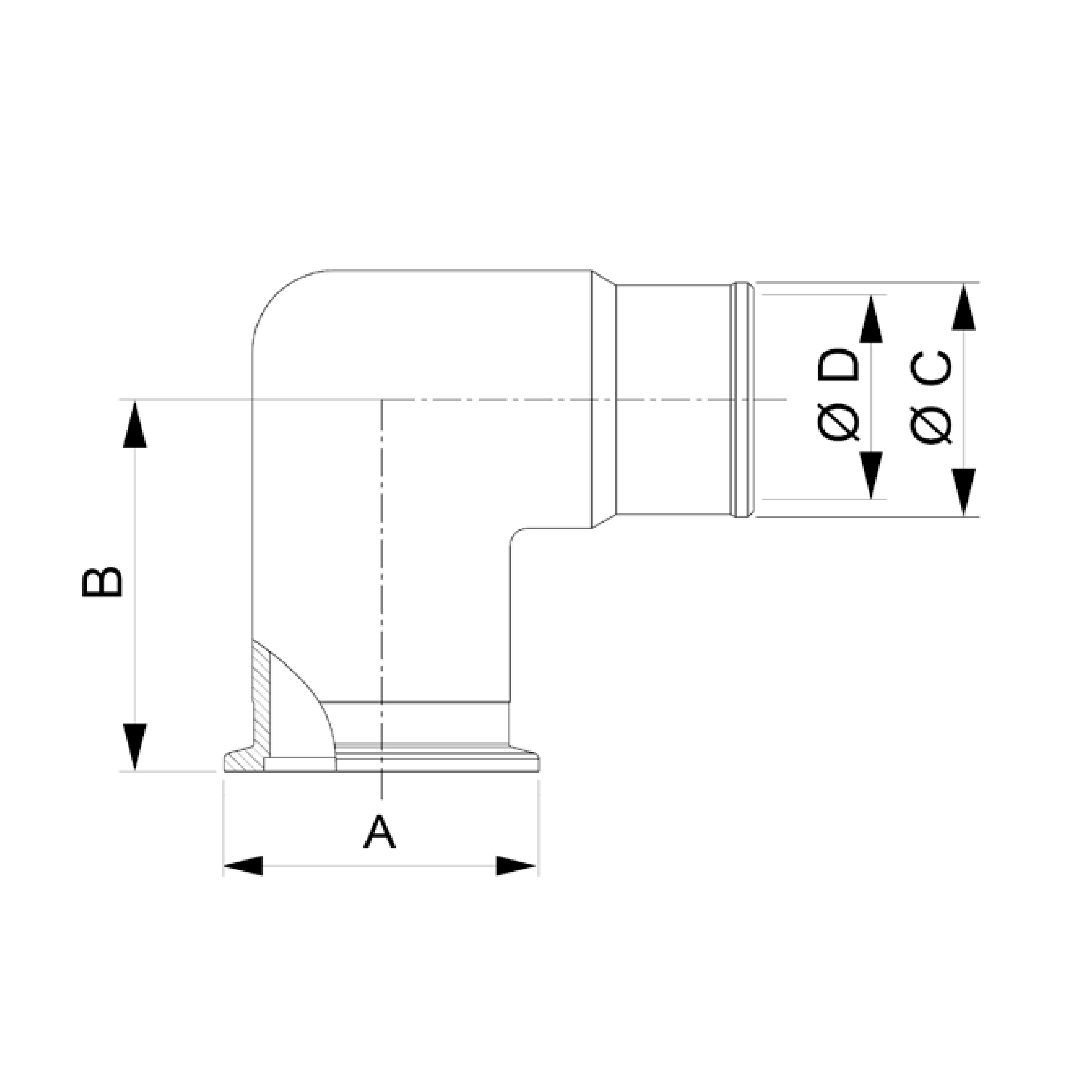 ISO-KF 90 Elbow with Hose Adapter - Image 2