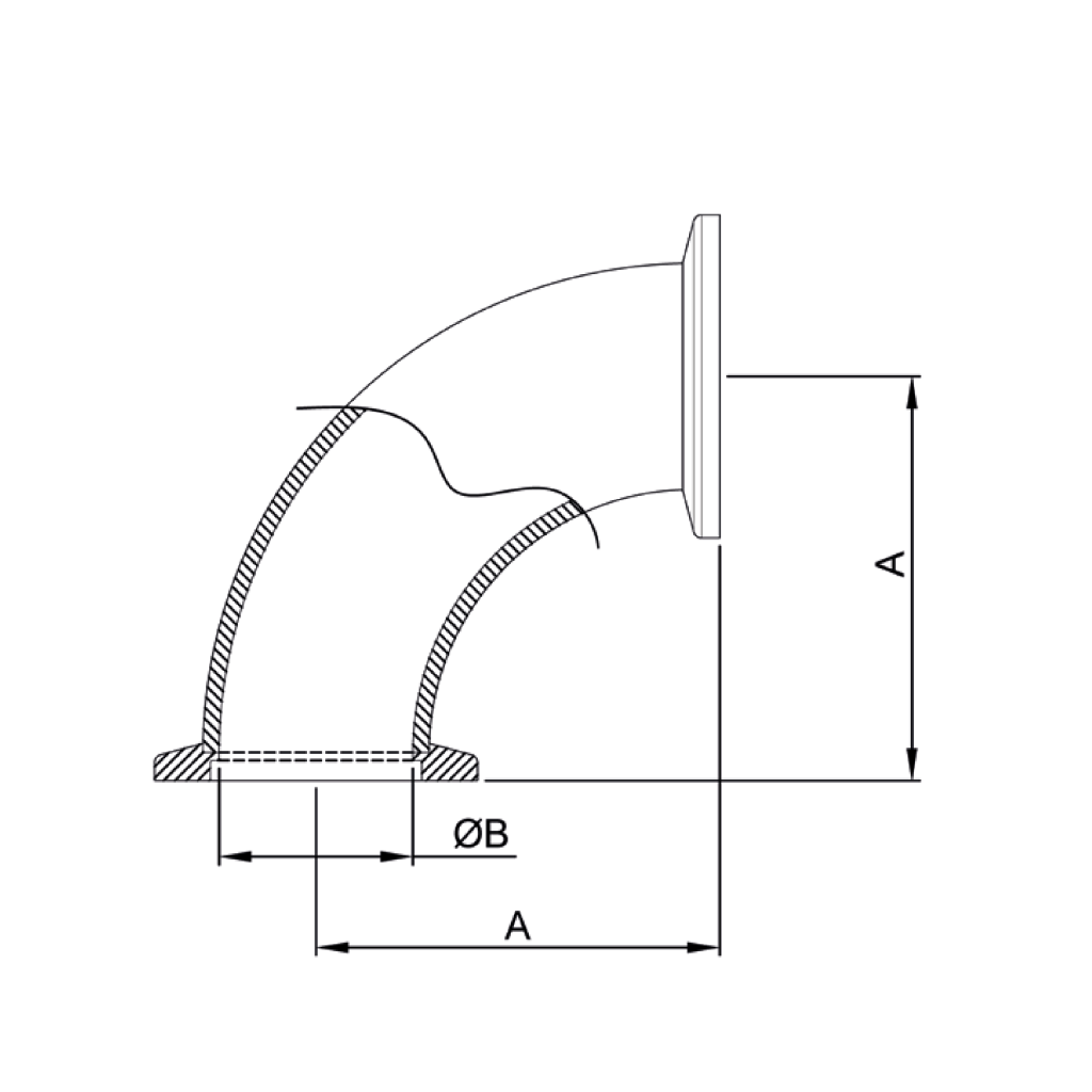 ISO-KF 90 Radius Elbow