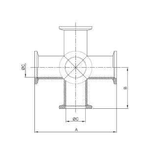 ISO-KF six-way cross, KF 6-way cross, KF six-way cross
