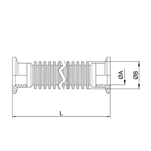 Stainless steel ISO-KF thin wall flexible hose with flange connections